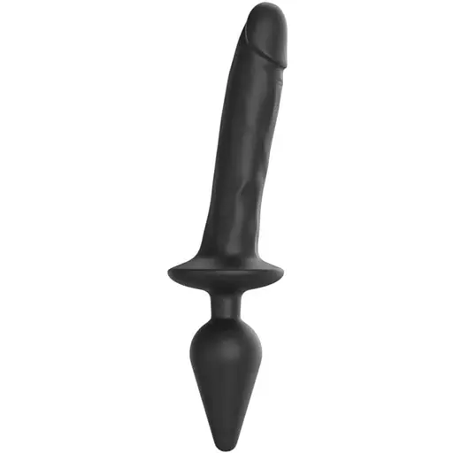Анальна пробка з дилдо 2 в 1 Strap-On-Me Switch Plug-In Realistic Dildo Black XXL діаметр 5.2/3.9 см