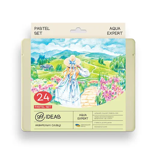 Набор карандашей акварельных 99IDEAS "Aqua Expert" 24 цвета, Pastel Set, металлическая коробка, 99AE-24PAST