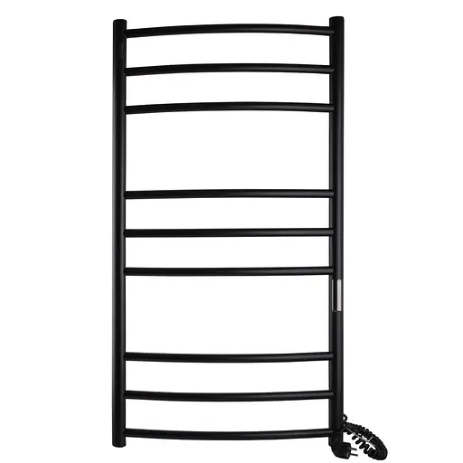 Електрична рушникосушка Unio LDE ЕU 1000-500-9 BLK Драбинка Дуга Еліт чорна, Чорний матовий, Праве, Електронний - фото 1