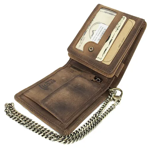 Мужское кожаное портмоне с ретро-автомобилем коричневое Always Wild N992C-VIN-C - фото 7