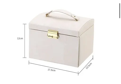 Скринька трансформер для прикрас з екошкіри з тисненням (беж) - фото 2