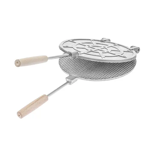 Форма для випічки вафельних трубочок вафельниця кругла 220 мм (велика, дерев'яні ручки, квадрати), ХЕАЗ 81850 - фото 1