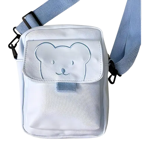 Детская сумка кросс-боди Мишка Тедди в корейском стиле 22х16х6 см голубая (25-578)