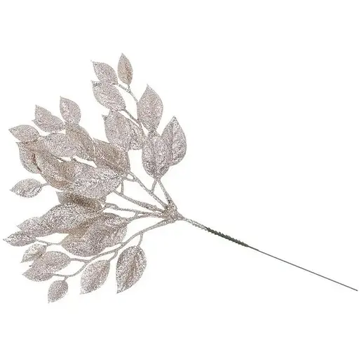 Флористическая ветка для декора 29 см Искусственные материалы для декора и флористики с глитером Шампань - фото 1