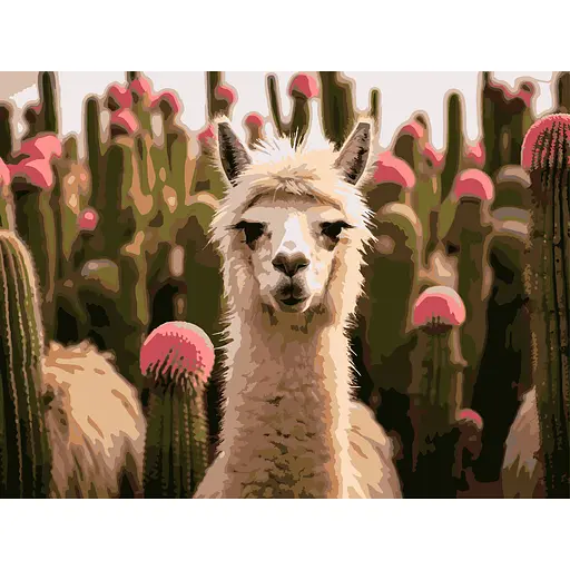 Картина по номерам Strateg Альпака среди цветов 30х40 см (SS-1265) - фото 1