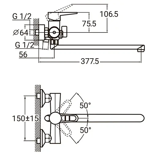 Смеситель для ванны AQUATICA HK-2C230C 9732220 - фото 2