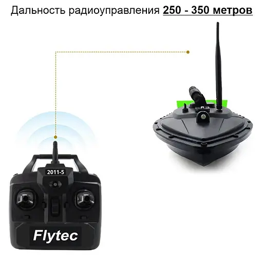 Кораблик для підгодовування риби Flytec HQ2011 на радіоуправлінні, чорна годівниця (100622) - фото 3