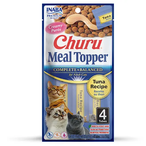Лакомство Inaba Churu Meal Topper для кошек, кремовый мусс в стиках с тунцем 4x14 г - фото 1