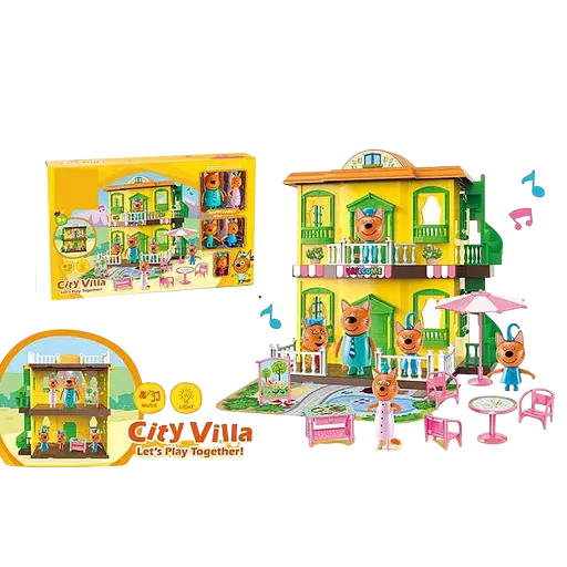 Будинок з героями 3 коти, звук, підсвічування, 5 фігурок, меблі, наліпки, 52x9x33 см