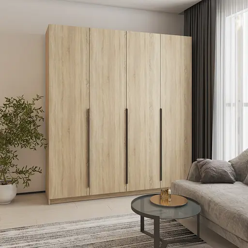 Шкаф 4-дверный MebelStar Оскар ДСП BG, блок ящиков 200x52x220 см Дуб сонома (MBS-4747)