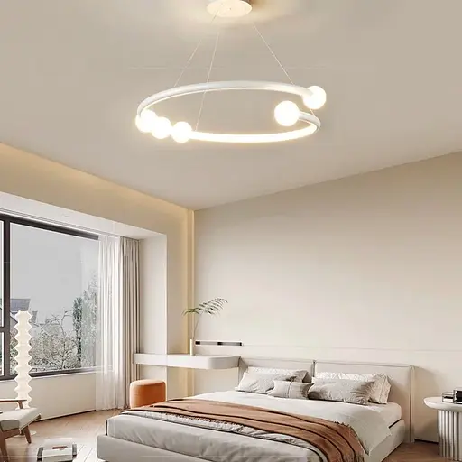 Дизайнерская белая LED люстра с акриловыми шариками | Line F | Ст. 901-600 WT LED+G9*2 - фото 4