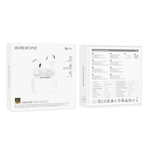 Навушники бездротові TWS Borofone BW64 вкладиші білий - фото 8