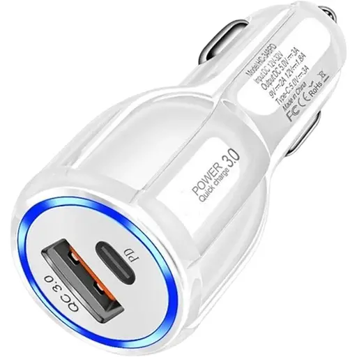 Автомобильное зарядное устройство No Brand CWa USB - Type-C QC 3.0 White (Н051038)