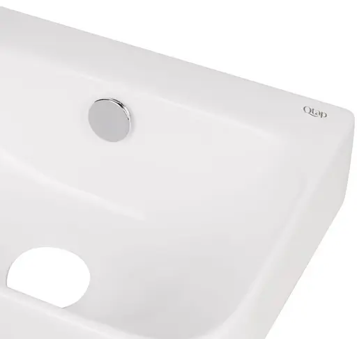 Комплект Qtap Tern: Раковина подвесная прямоугольная левая 450х250х158 мм White + Донный клапан PU02O (QT17115117LWN47327) - фото 4