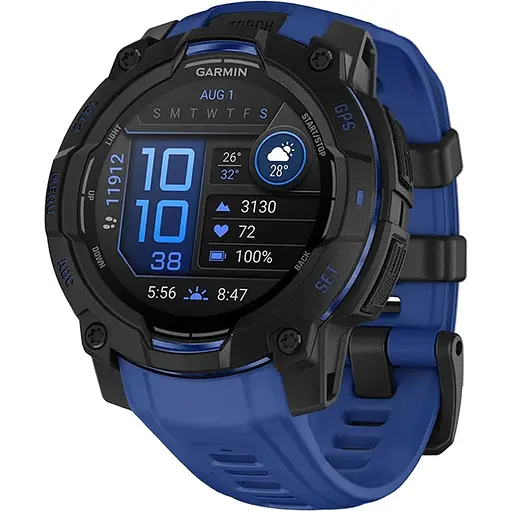 Смарт-часы Garmin Instinct 3 AMOLED 45mm Black with Blue Band (010-02936-03) [156743] - фото 1