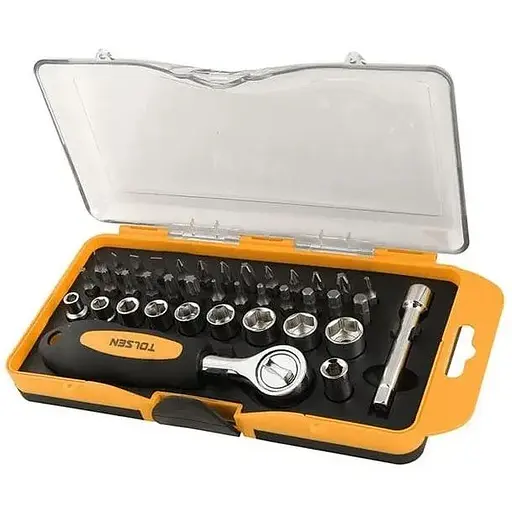 Набор торцевых головок и бит, 1/4, с трещоткой, 38 шт Tolsen hoz0012679 - фото 1