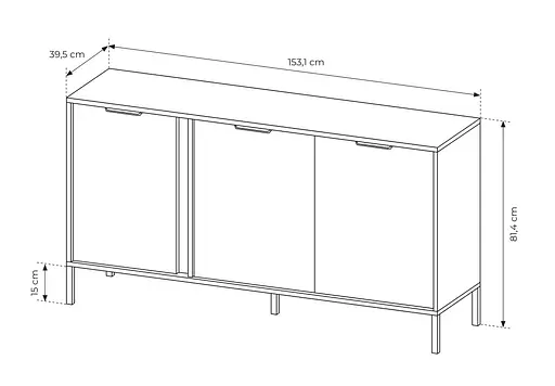 Комод Perfect Home Ларс/Lars 3-дверный 3D/153 Антрацит (PFH-091018) - фото 5
