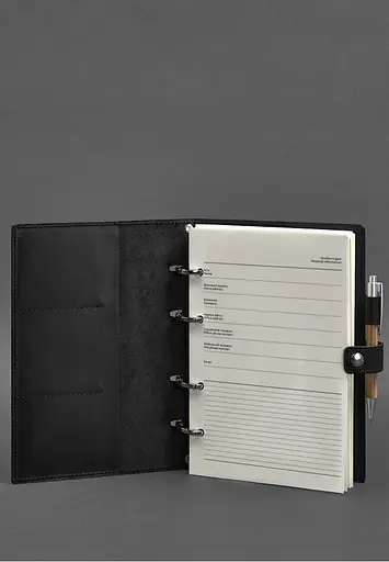 Шкіряний блокнот з датованим блоком (Софт-бук) 9.1 чорний Crazy Horse - фото 3