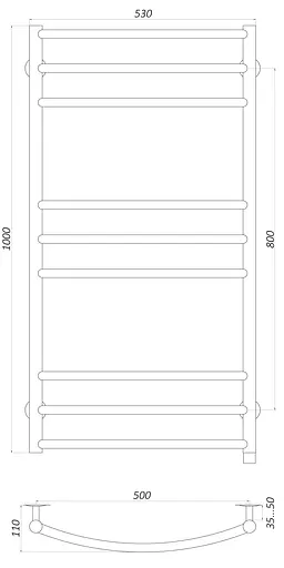 Электрический полотенцесушитель Unio LDE EL 1000-500-9 BLK Лесенка Дуга Элит черный, Черный матовый, Левое, Механический - фото 5