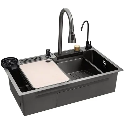 Кухонная мойка Kroner KRP KRP Schwarze - SET7545NB PVD (3.0/0.8 мм) (CV033805) - фото 1