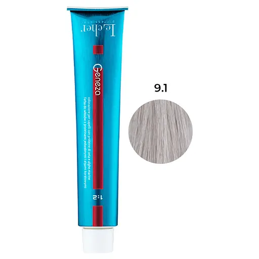 Профессиональная стойка крем-краска для волос Le Cher Geneza Geneza 9.1 очень светлый пепельный блонд 100 мл - фото 1
