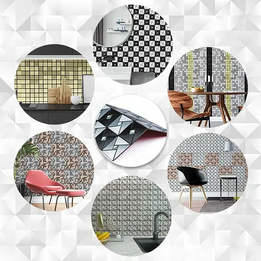 Самоклеюча алюмінієва плитка 300x300x3 мм Чорно-срібна зі стразами SW-00001773 - фото 6