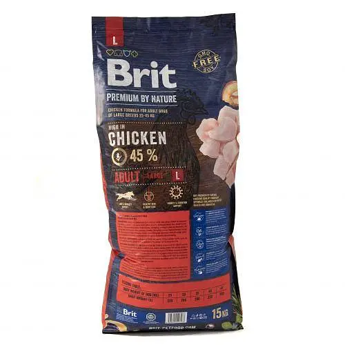 Сухой корм Brit Premium Dog Adult L для взрослых собак крупных пород, с курицей, 15 кг - фото 3