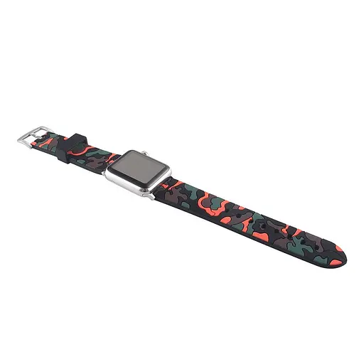 Ремінець Creasted для годинника Apple Watch 38 мм 40 мм силіконовий з пряжкою, Camouflage with orange - фото 4