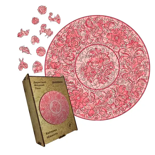 Деревянный пазл Декоративная Роспись Цветочная Нежность, А5, Деревянная коробка 35 элементов