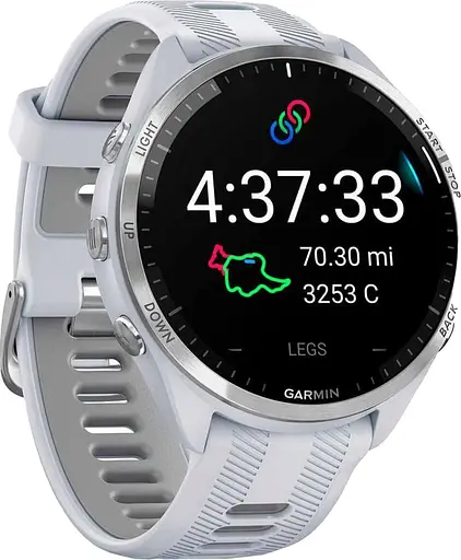 Смарт-годинник Garmin Forerunner 965 Titanium Bezel w. Whiteston Case and Whiteston/Powder Gray S. Band (010-02809-01) - фото 2