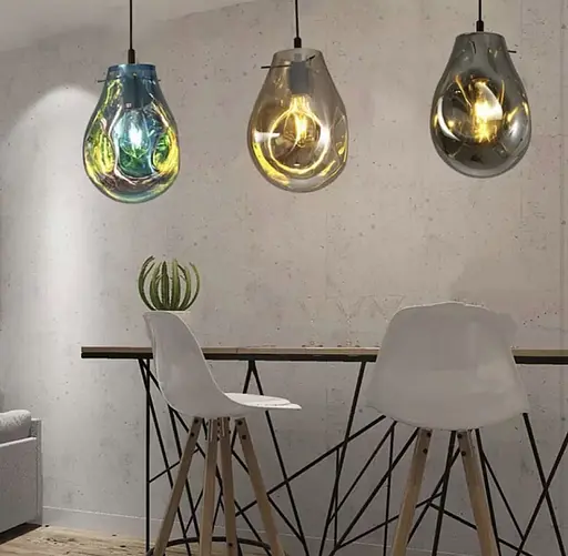 Подвес с мятым удлиненным стеклянным графитовым плафоном | Line F | Арт. 0459/1 GR - фото 2