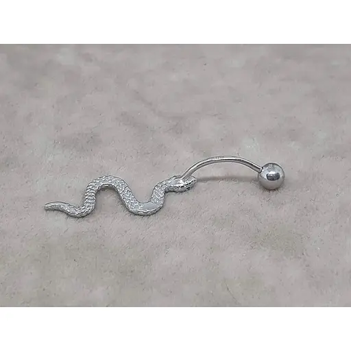 Срібна сережка для пірсингу Ірій Змійка пупка з фіанітами. 6027 - фото 3