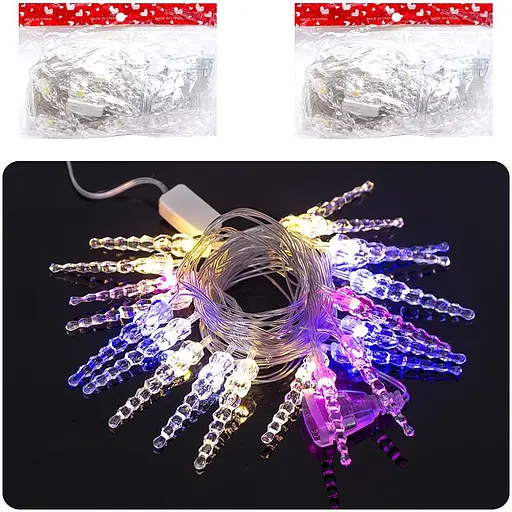 Гірлянда електрична LED "Бурульки" D-23, 4 метри 20 лампочок, мультиколір - фото 2