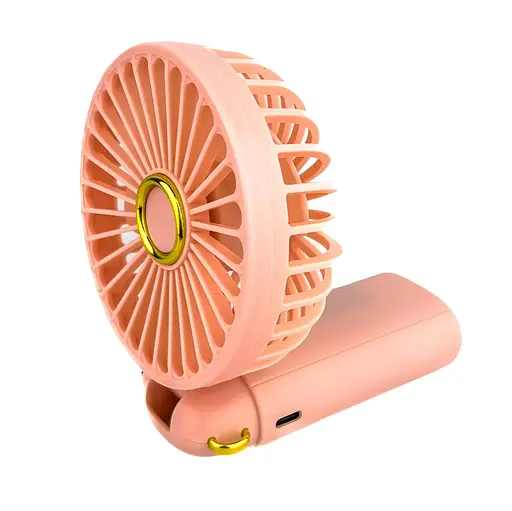 Детский портативный USB-вентилятор Mini Fan с подставкой для телефона пудровый (677-58A) - фото 2