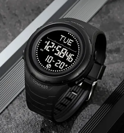Часы мужские наручные спортивные Skmei 2166 Compass с компасом и шагомером (Черный) - фото 4
