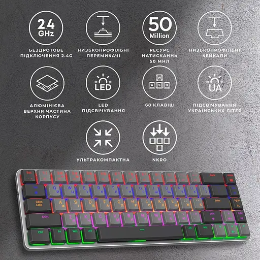 Клавіатура GamePro MK122R Red Outemu Switch Dark Gray (121472) - фото 12