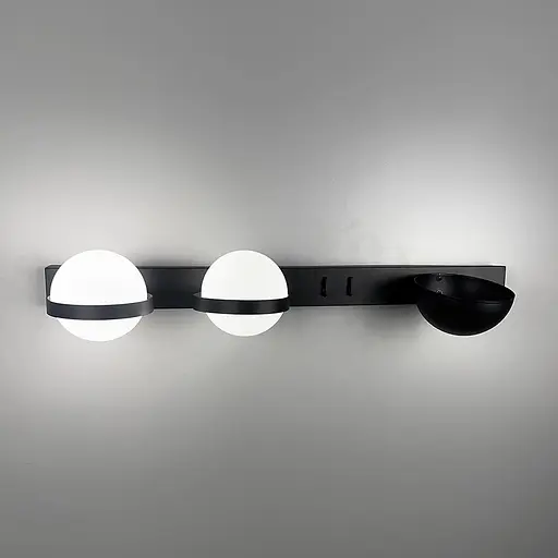 Бра ліве у чорному видовженому корпусі із 2-ма плафонами та підставкою 60х17 см Line F Арт. B93/2 L BK (лівий) - фото 5