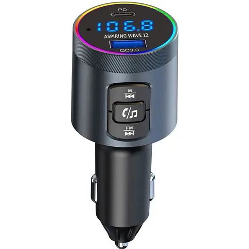Автомобільний FM-трансміттер Aspiring Wave 12 48W PD LED/Bluetooth/microSD/QC3.0,USB-C 30W - фото 1
