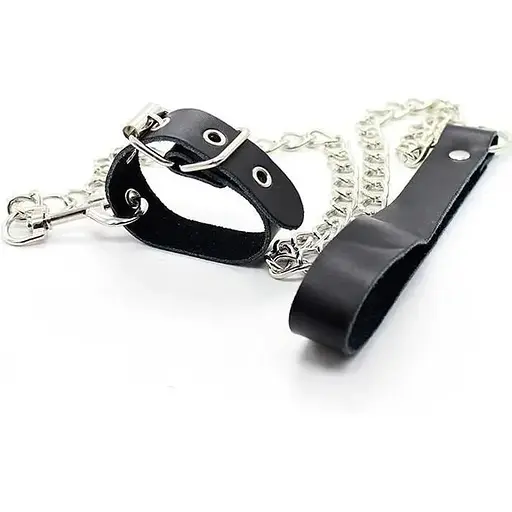 Пенис-фиксатор с поводком для БДСМ Черный K000163 - фото 1