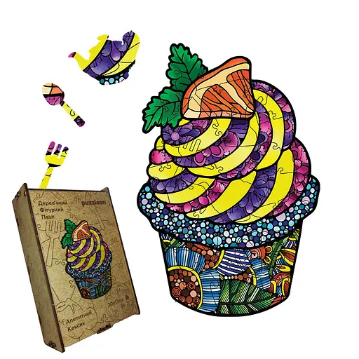 Пазл деревянный Аппетитный Кексик, А5, Деревянная коробка 35 элементов