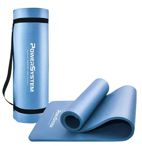 Коврик для йоги и фитнеса Power System PS-4017 NBR Fitness Yoga Mat Plus Blue (180х61х1) (PS-4017_Blue) - фото 1