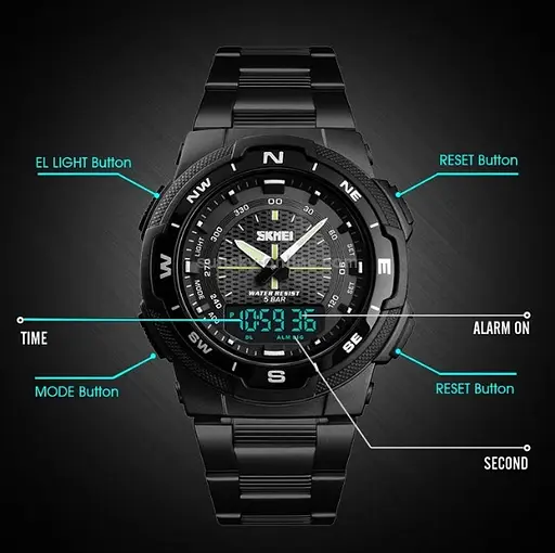 Чоловічий наручний годинник Skmei Marshal Black VIP - фото 4