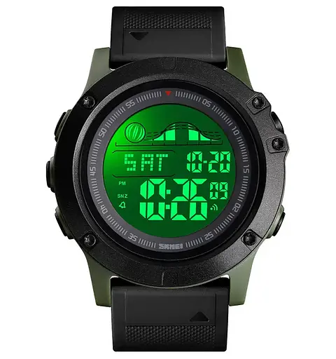 Чоловічий наручний годинник Skmei 1476 (Зелений із білим циферблатом) - фото 4