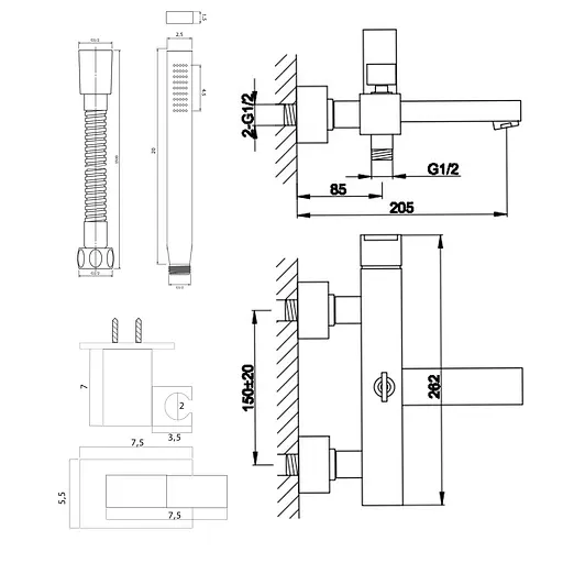 Смеситель для ванны Kohlman Excelent chrome настенный KPL-QW110H Хром - фото 2