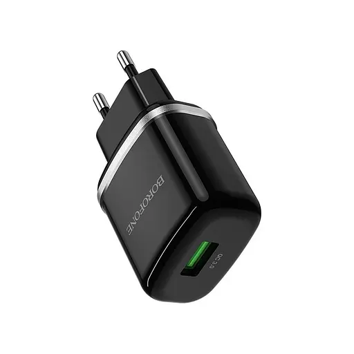 Сетевое зарядное устройство для Borofone BA36A High speed single port QC3. 0 charger set18W черный - фото 1