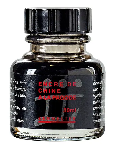 Індійська туш для каліграфії Sennelier "A la Pagode", чорний, 30 мл