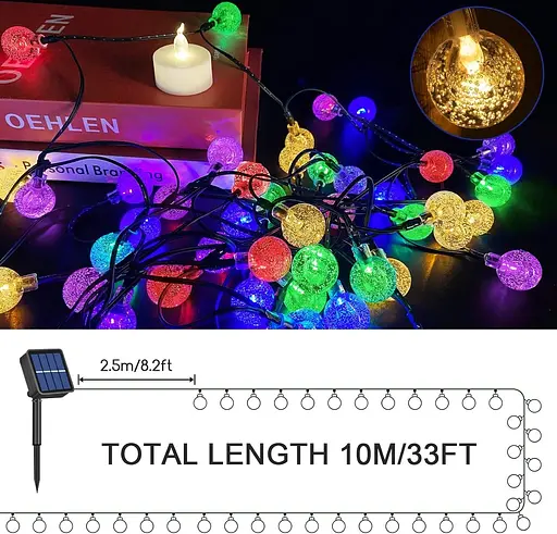 Jsdoin Солнечные фонари Открытый сад, 50 светодиодов Солнечные садовые светильники, 8 режимов 7,5 м/ 25 фут Водонепроницаемые солнечные - фото 5