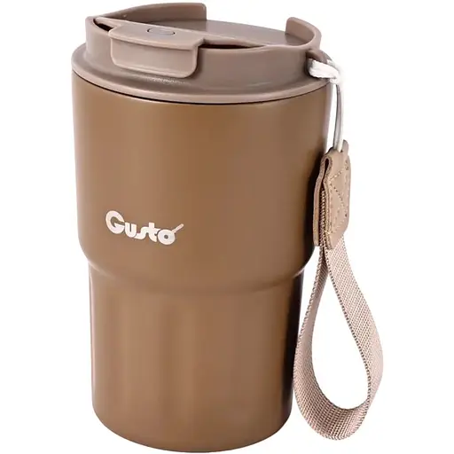 Термокружка Gusto GT124 Перерыв на кофе 350 мл коричневая (88437) - фото 2