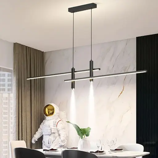 Видовжена люстра у чорному геометричному корпусі 120 см | Арт. K29-1200 BK | Line F - фото 1