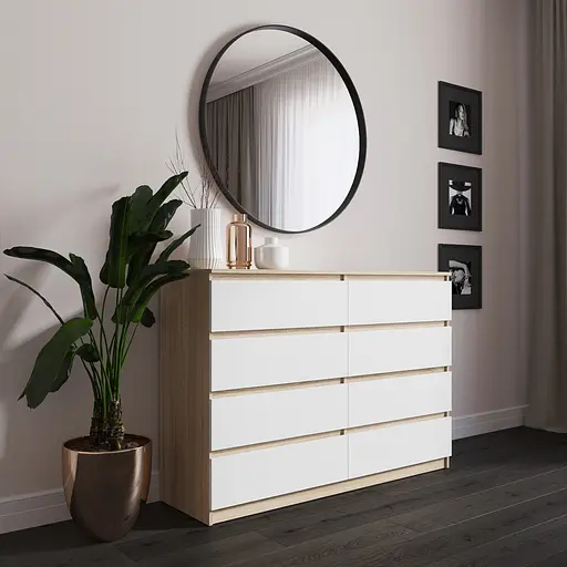 Комод Vays R-8, 8 шухляд без ручок, ЛДСП, 140×40×98 см - для спальні, вітальні, передпокою - фото 6